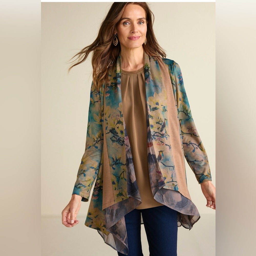 Soft Surroundings Tea Gardens Topper Cardigan Sz M